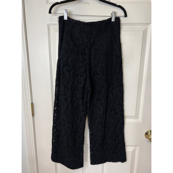 A.L.C. Elie Lace Wide Leg Trouser Pants Womens 2 / XS Eyelet Lace Black Capsule - Picture 4 of 13